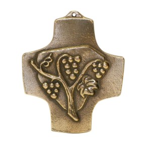 Kommunionkreuz - Bronzekreuz Weinrebe