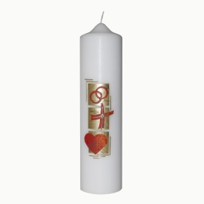 Hochzeitskerze mit Symbolen