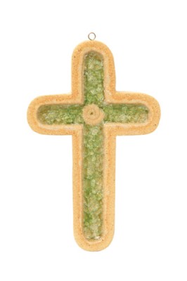 Kreuz mit Spirale, grünes Glas