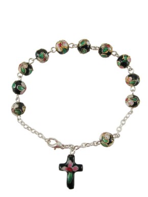 Rosenkranz-Armband aus Keramikperlen mit Applikationen