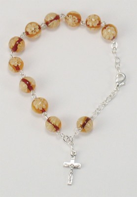 Rosenkranz-Armband aus Muranoglas - bernsteinfarben