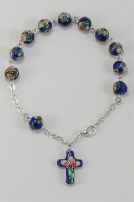Rosenkranz-Armband aus Keramikperlen - Grundfarbe: Blau