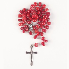 Rosenkranz mit roten Perlen aus Edelkoralle 