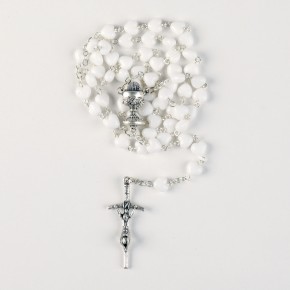 Rosenkranz mit weißen Herzperlen