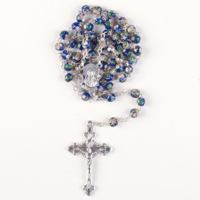 Rosenkranz mit blauen Cloisonné-Perlen - Größe: 42 cm