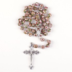 Rosenkranz mit rosa Cloisonné-Perlen