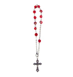 10er-Rosenkranz aus roten Glasperlen