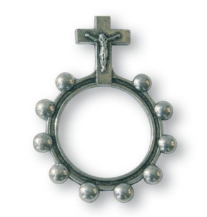 Finger-Rosenkranz mit Kugeln und Metallkreuz