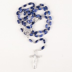 Rosenkranz aus Perlmutt mit blauen Stabperlen