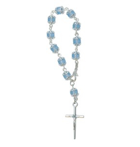10er Rosenkranz aus hellblauen Glasperlen