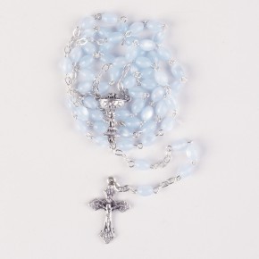 Rosenkranz mit hellblauen Tropfenperlen