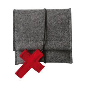 Rosenkranz-Tasche aus Wollfilz - Farbe: anthrazit-mohnrot