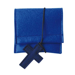 Rosenkranz-Tasche aus Wollfilz -Farbe: blau-dunkelblau