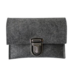 Rosenkranz-Tasche aus Wollfilz - Farbe: anthrazit-mohnrot