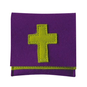 Rosenkranz-Tasche aus Wollfilz - Farbe: violett-maigrün