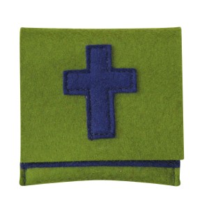 Rosenkranz-Tasche aus Wollfilz - Farbe: grün-blau
