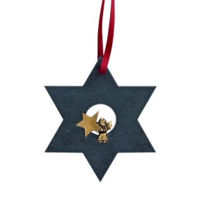 Dein Begleiter in der Weihnachtszeit - Schieferstern mit Bronzeengel