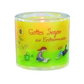 Gottes Segen zur Erstkommunion - Glaswindlicht