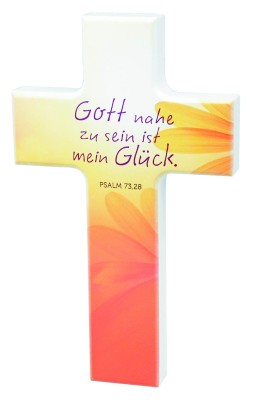Holzkreuz aus Buche mit aufgedruckter Jahreslosung 2014