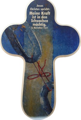 Holzkreuz: Meine Kraft ist in den Schwachen mächtig