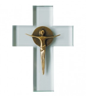 Glaskreuz mit poliertem Bronzecorpus