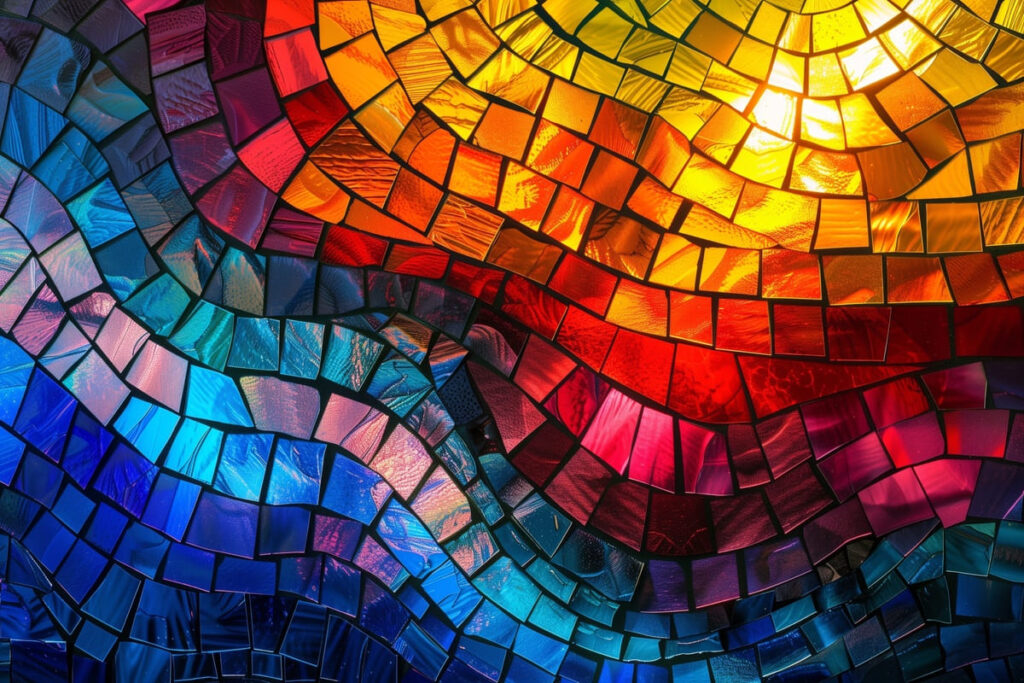 christliches symbol regenbogen als fenster im mosaikdesign