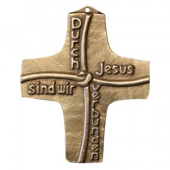 Kommunionkreuz - Bronzekreuz Durch Jesus sind wir verbunden