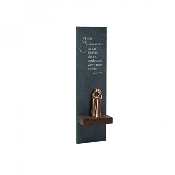 Schieferstele mit Paar aus Bronze