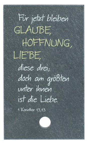 SchieferMoment Glaube, Hoffnung, Liebe - mit Holzstab zum Aufstellen