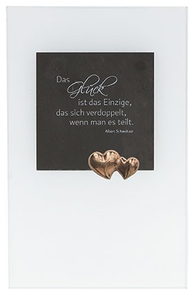 Schieferrelief auf Mattglas Das Glück