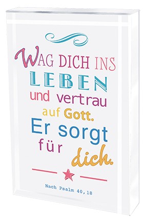 Glasquader zum Aufstellen Konfirmation - Wag dich ins Leben...