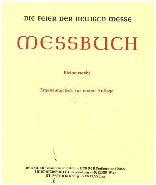 Messbuch für alle Tage des Jahres, Ergänzungsheft zur ersten Auflage