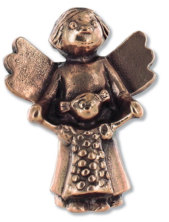 Schutzengel mit Kind, aus Bronze