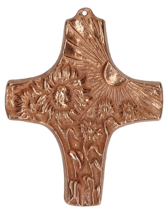 Kommunionkreuz aus Bronze - Schöpfung