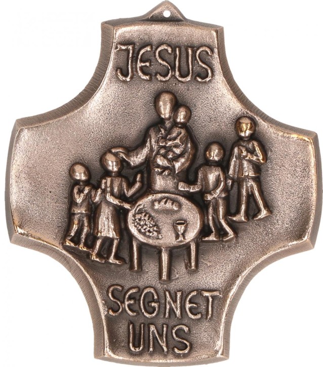 Kommunionkreuz aus Bronze Jesus segnet uns