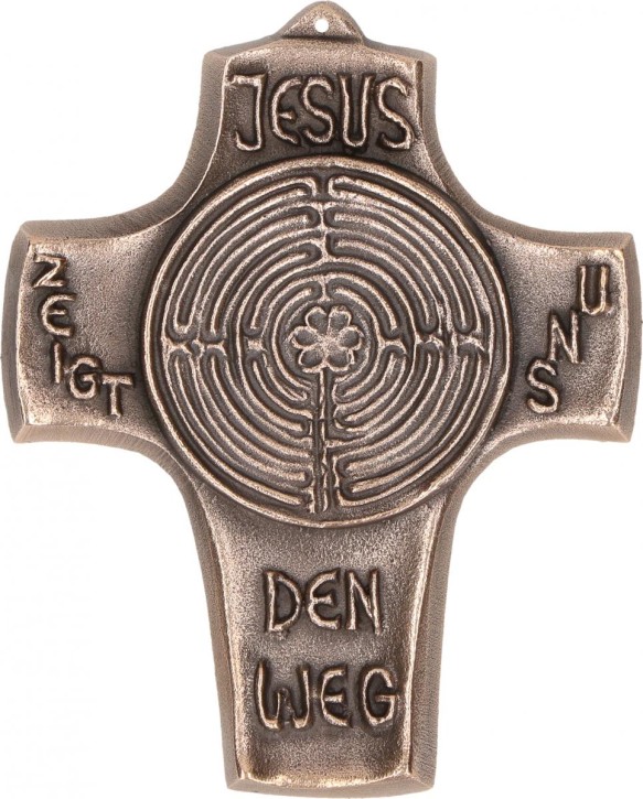 Kommunionkreuz aus Bronze Jesus zeigt uns den Weg