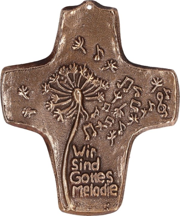 Kommunionkreuz aus Bronze - Wir sind Gottes Melodie