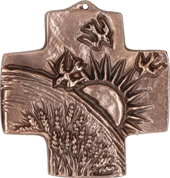 Kommunionkreuz aus Bronze - Schöpfung
