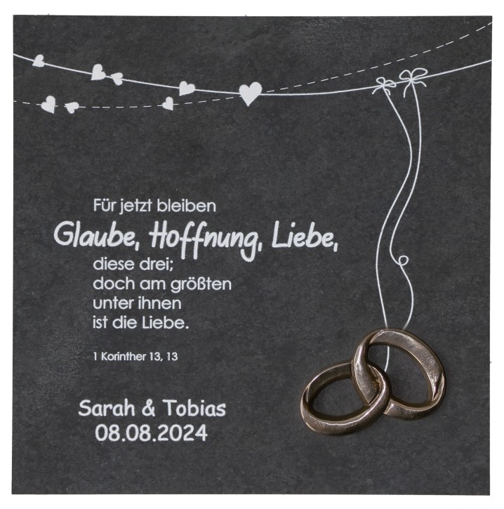 Schieferrelief: Geschenk zur Hochzeit - mit individueller Beschriftung