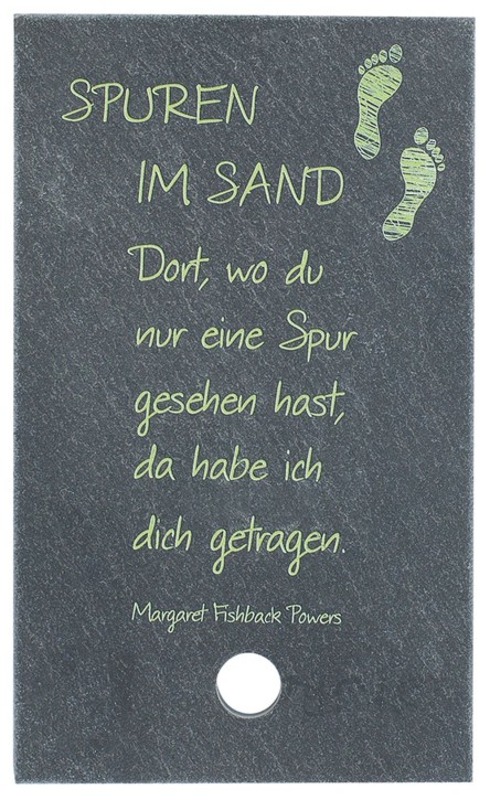 SchieferMoment Spuren im Sand - mit Holzstab zum Aufstellen