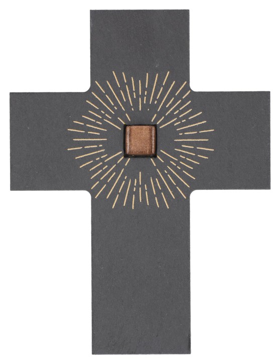 Schieferkreuz mit Mosaikstein