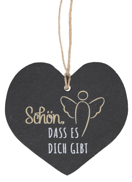 Herzanhänger aus Schiefer - Schön, dass es dich gibt