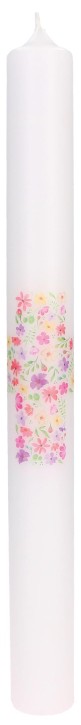 Symbolkerze mit Druckmotiv - Kreuz aus Blumen