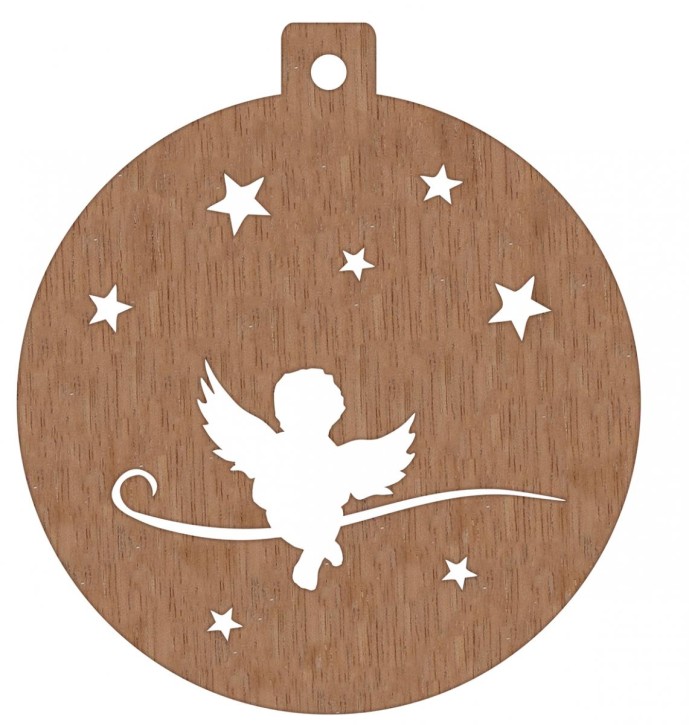 Baumkugel aus Feinholz mit Hanfband zum Aufhängen