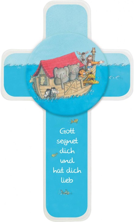 Kinderholzkreuz Arche Noah mit Holzapplikation