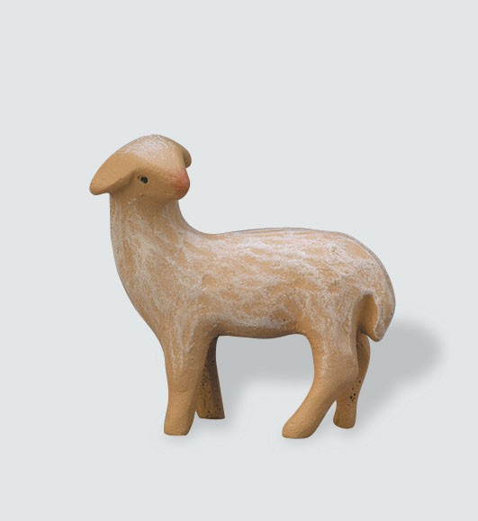Krippenfigur Schaf, stehend, rückwärts schauend