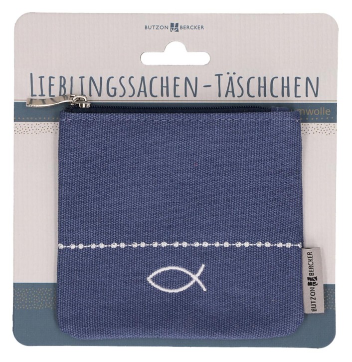 Blaues Täschchen mit Fischmotiv