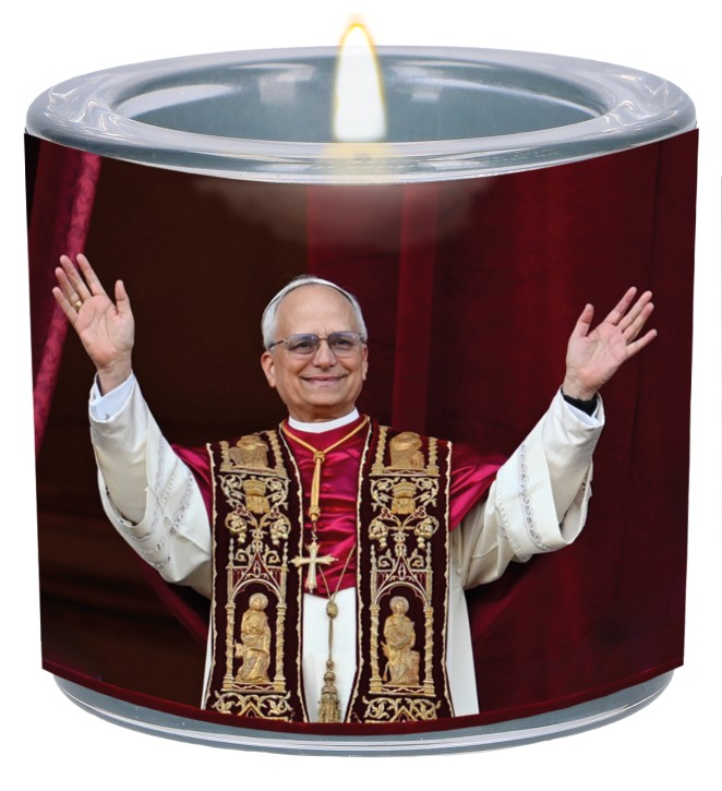 Windlicht aus Glas - Papst Leo XIV