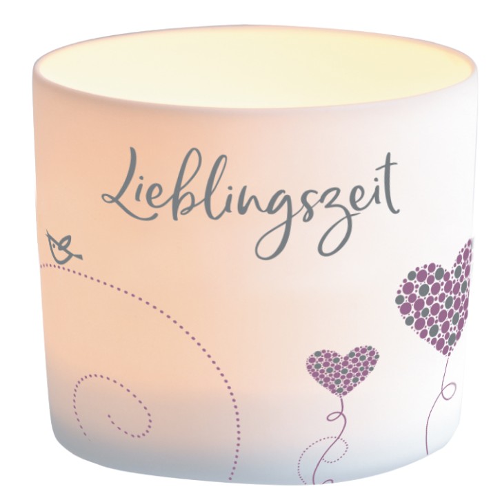 Windlicht aus Porzellan - Lieblingszeit