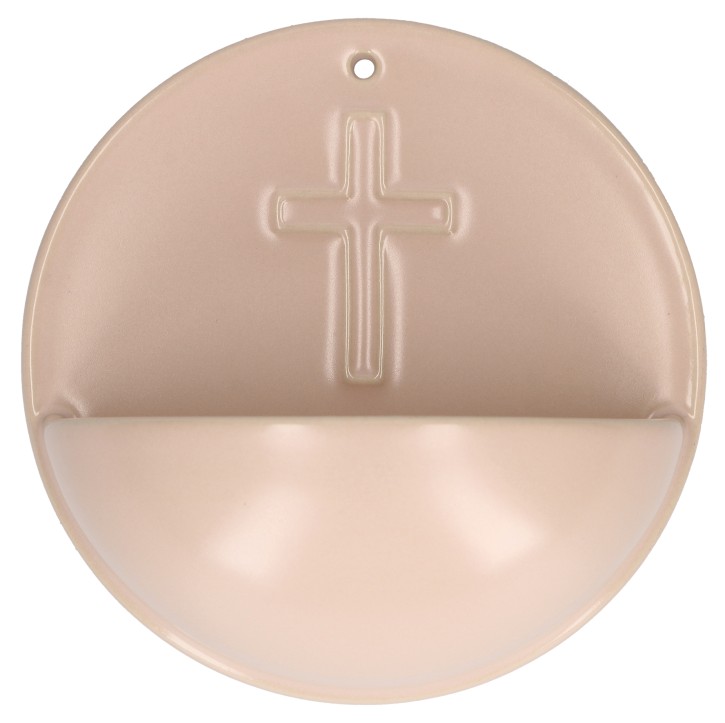 Weihwasserbecken aus Porzellan - Kreuz